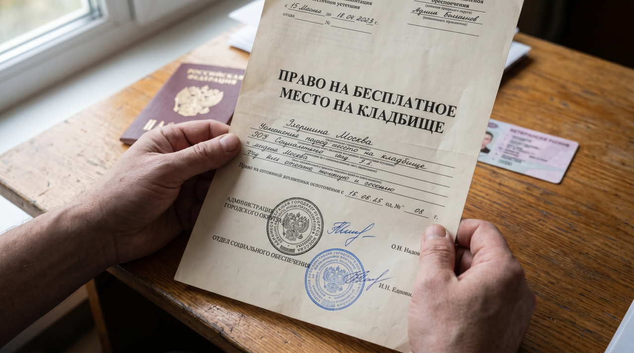 документация на место на кладбище